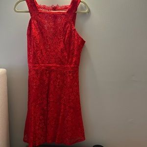Red lace mini dress